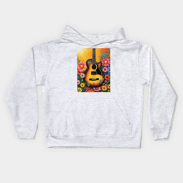 Hippie Rock Guitar by Free Spirits & Hippies Kids Hoodie by Free Spirits & Hippies